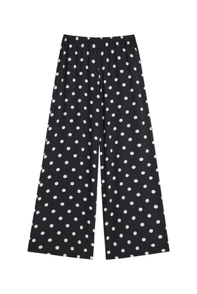 Fluid Viscose Trousers - Black Polka Dot