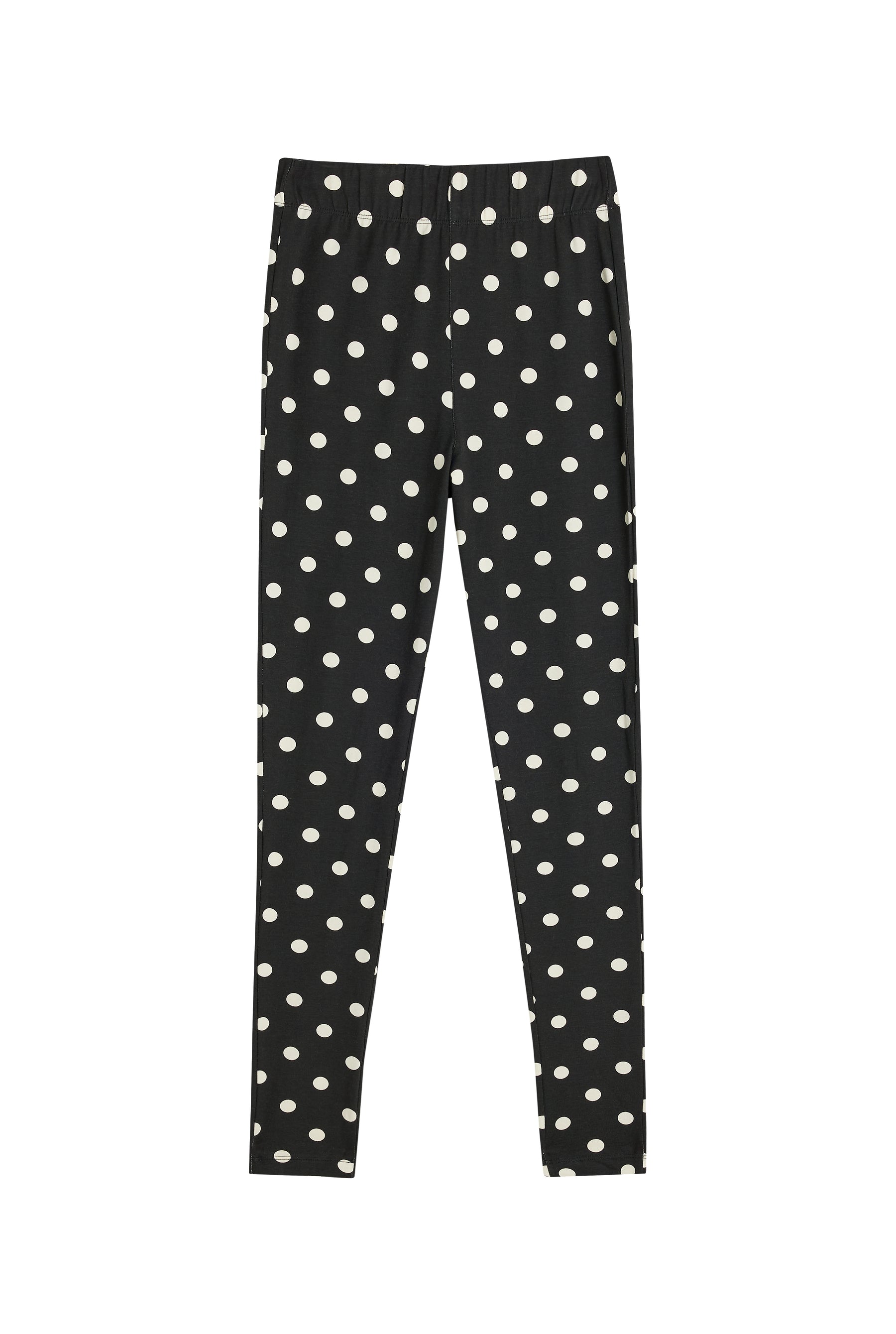 Cotton Leggings - Black Polka Dot