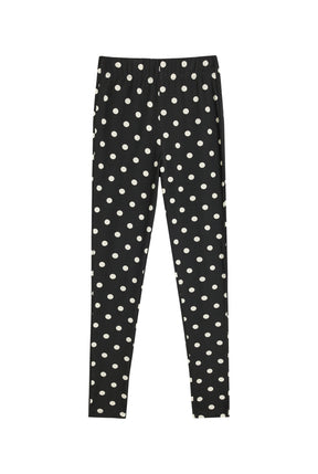 Cotton Leggings - Black Polka Dot