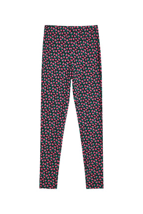 Leggings Coton - Mini Fleurs Fuchsia
