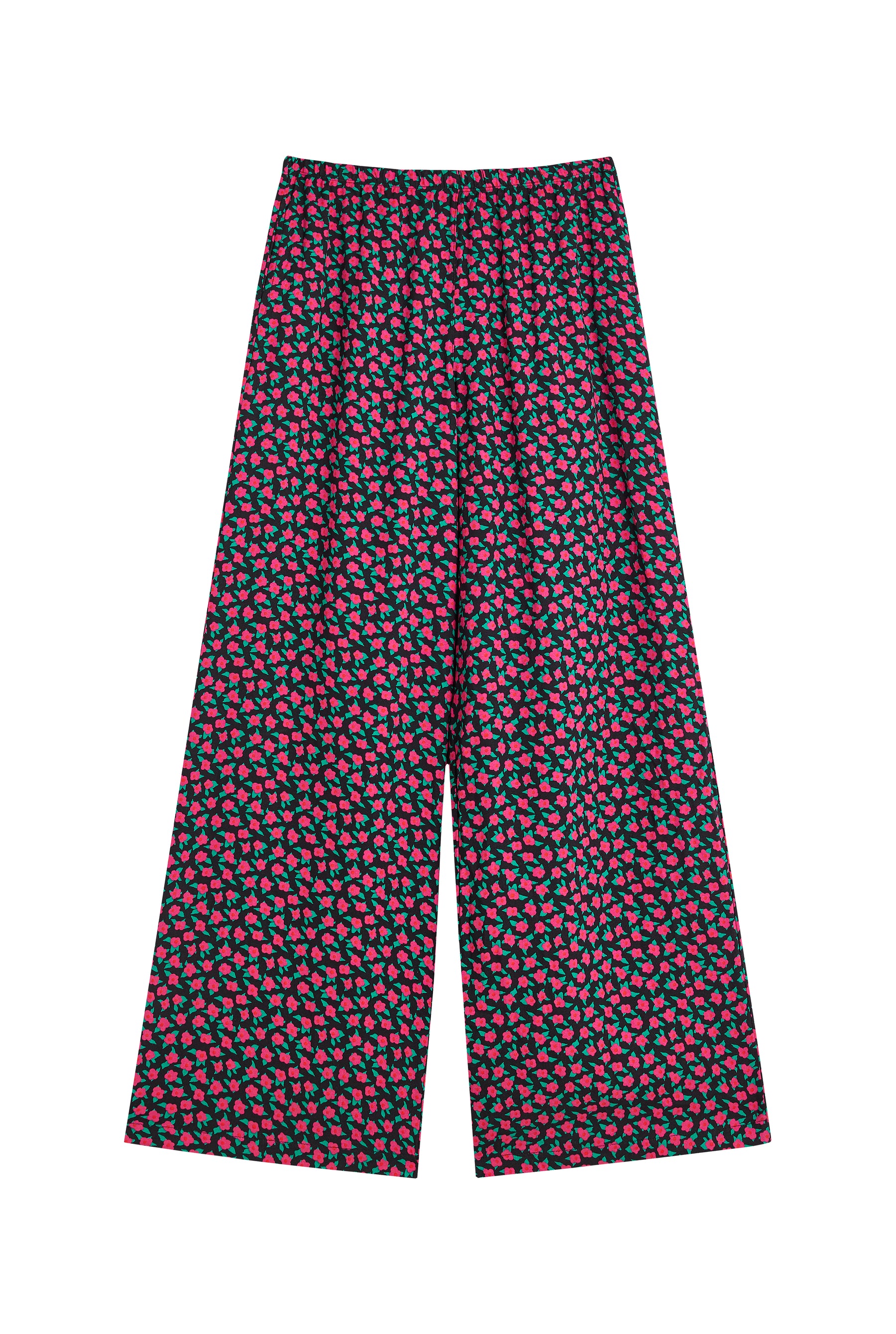 Pantalon Fluide Viscose - Mini Fleurs Fuchsia