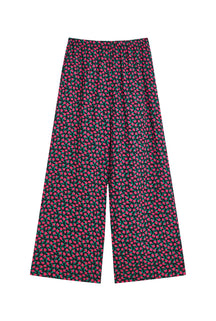 Pantalon Fluide Viscose - Mini Fleurs Fuchsia