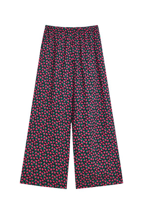 Pantalon Fluide Viscose - Mini Fleurs Fuchsia