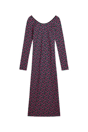 Cotton Tube Dress - Mini Fuchsia Flowers