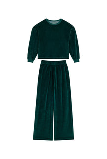 Velvet Sweatshirt and Trousers - Dark Green
