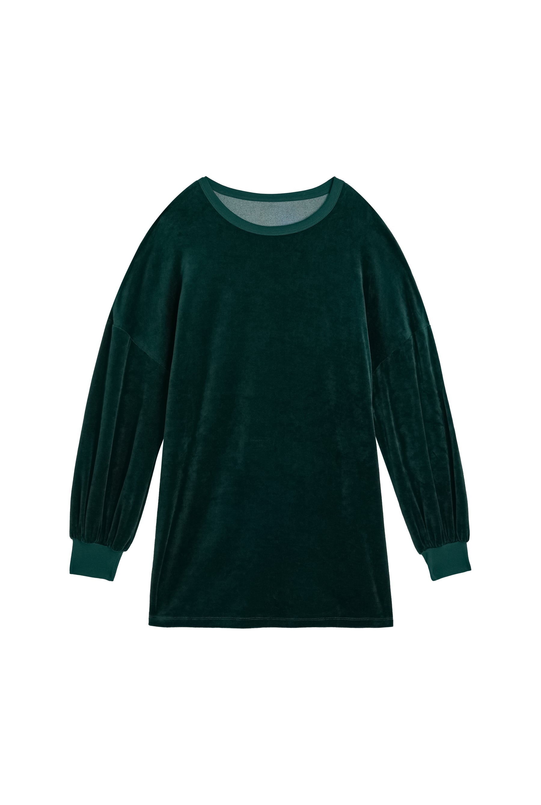 Velvet Sweatshirt Dress - Dark Green