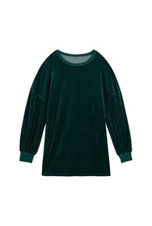 Velvet Sweatshirt Dress - Dark Green