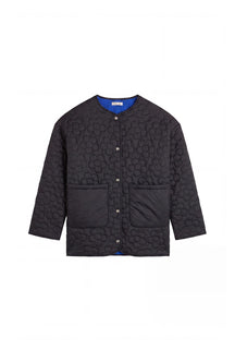 Manteau Matelassé Fleur - Noir et Bleu Klein