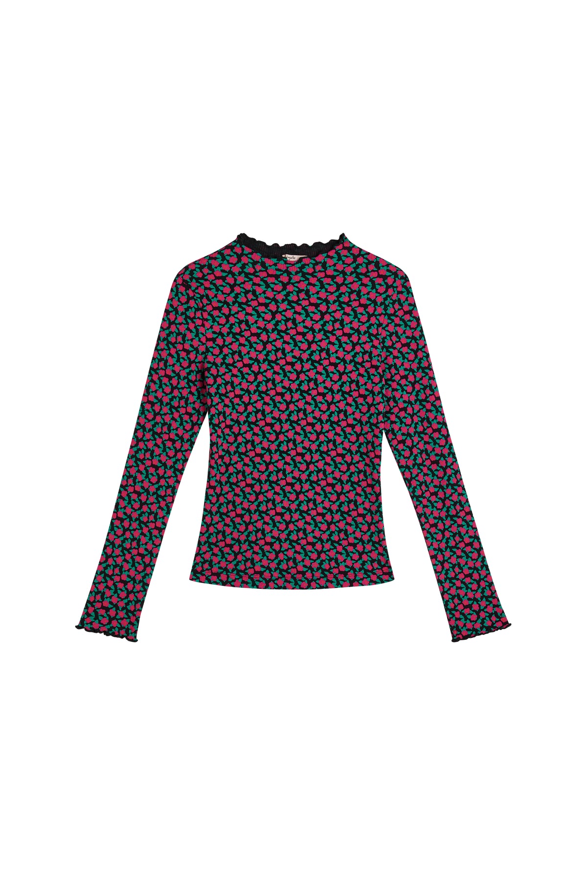 Top Finitions Roulottées Coton - Mini Fleurs Fuchsia