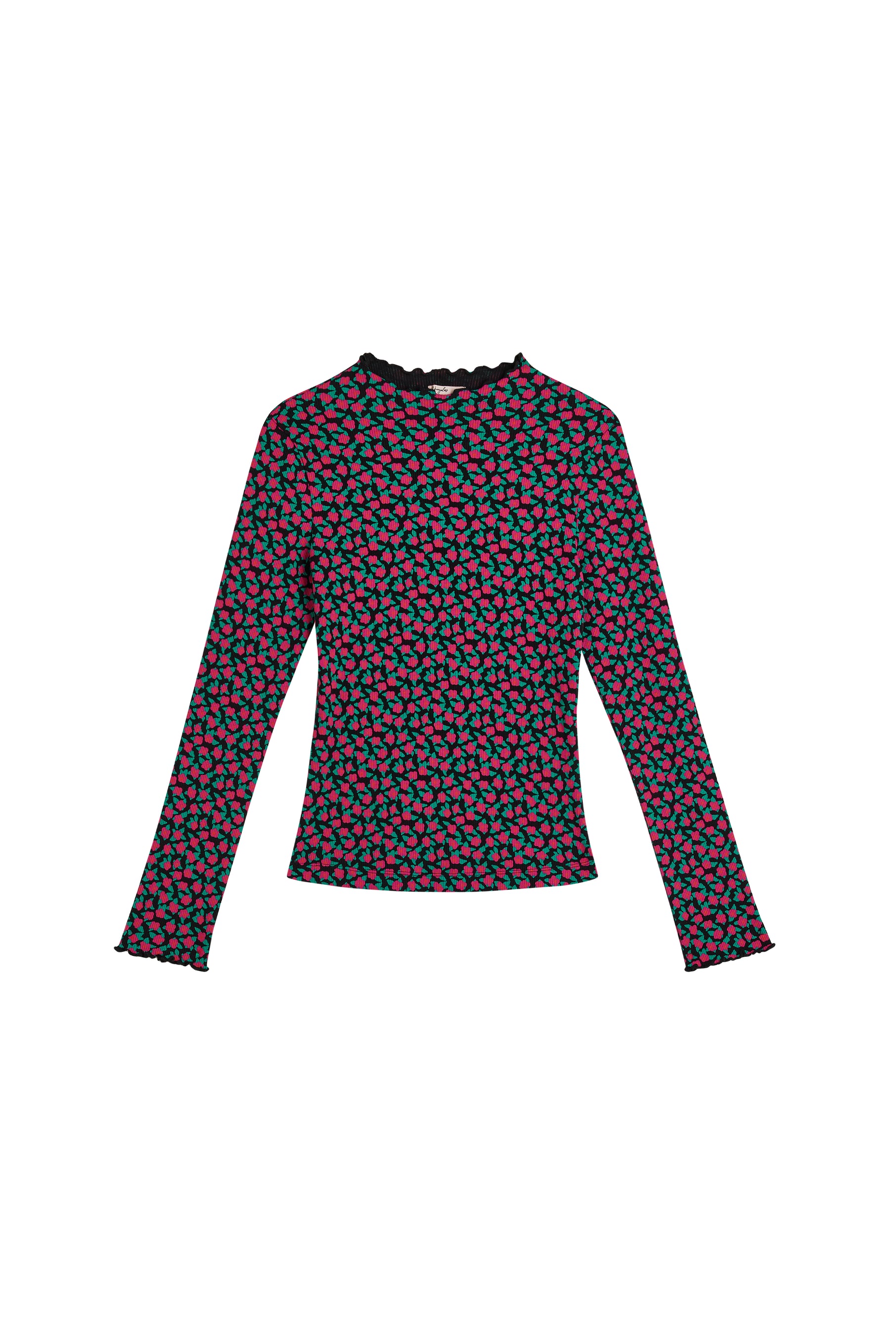 Top Finitions Roulottées Coton - Mini Fleurs Fuchsia