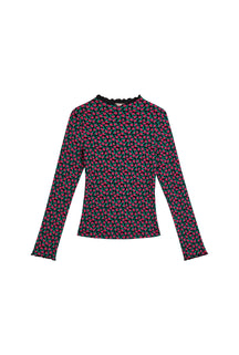 Top Rolled Hems - Fuchsia Mini Flowers