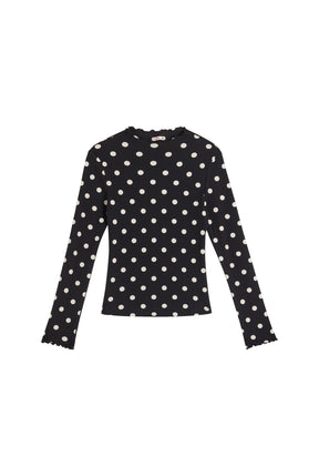 Rolled Hem Finishes - Black Polka Dot