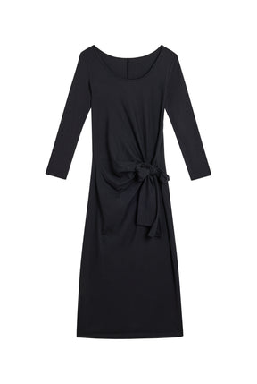 Robe Longue Nouée Coton BIO - Noir