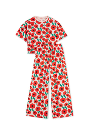 Pyjama Long Coton BIO - Coquelicot Rose