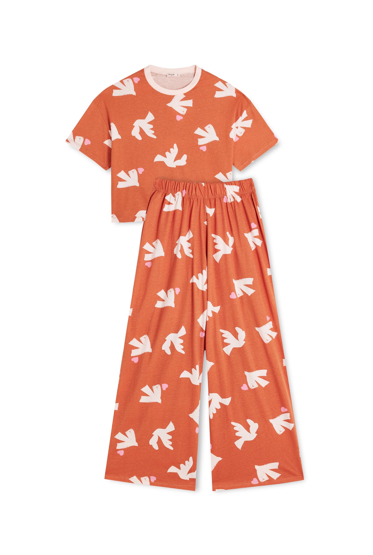 Pyjama Long Coton BIO - Love Bird Pink