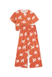 Pyjama Long Coton BIO - Love Bird Pink