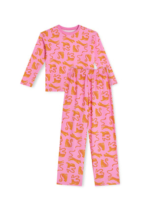 Pyjama manches longues enfant - Pink Leo Fuchsia