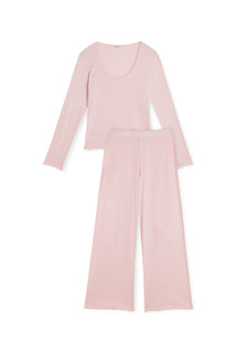Pyjama Long Pointelle Coton BIO - Rose