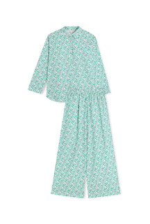 Pyjama Long Flanelle - Mini Fleurs Bleu Clair