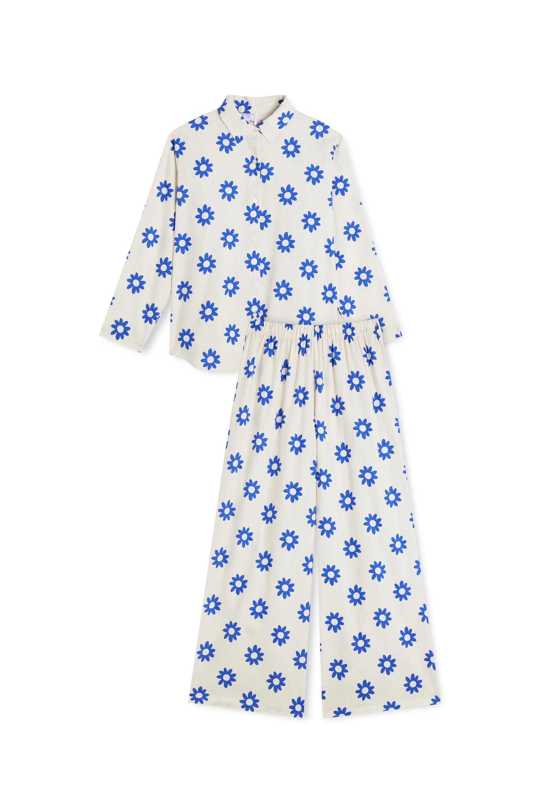 Pyjama Long Flanelle - Dahlia Bleu Klein