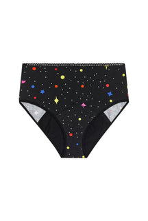 High Waisted GOTS Menstrual Underwear Heavy Flow - Astro Glitter