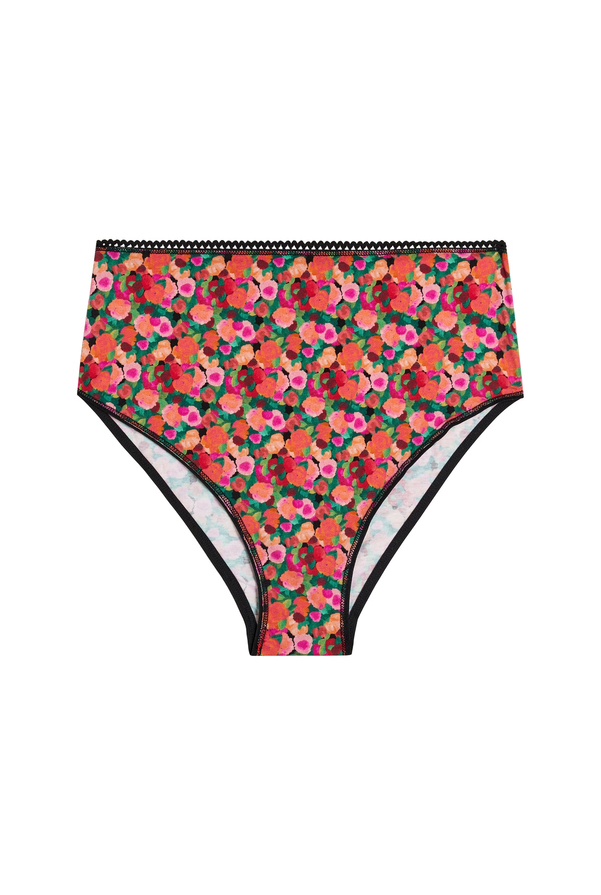 Culotte Taille Haute Coton BIO - Aquarelle Noir