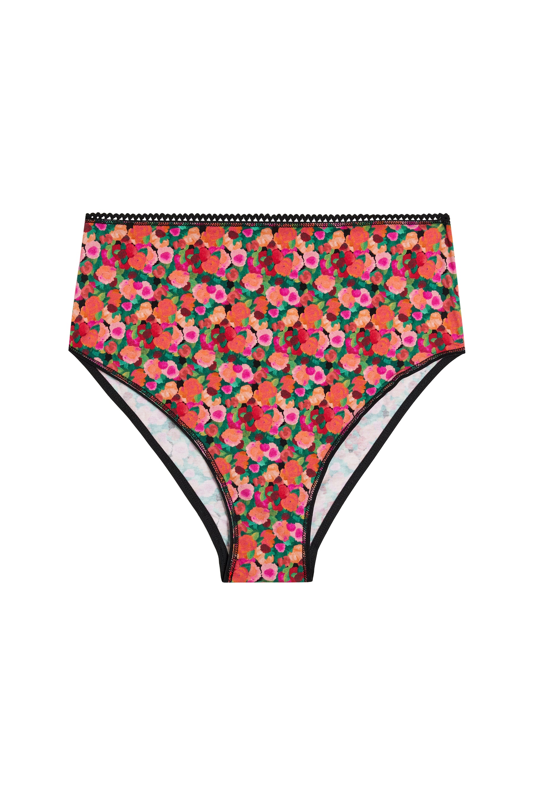 Culotte Taille Haute Coton BIO - Aquarelle Noir