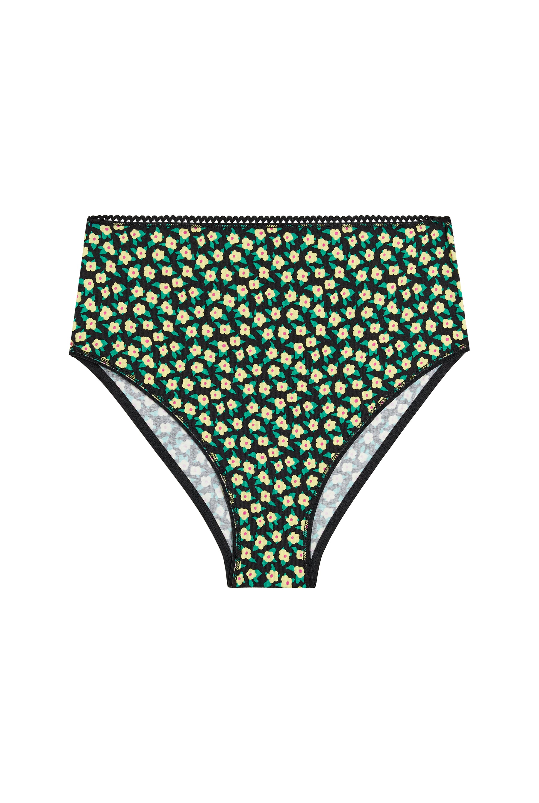 Culotte Taille Haute Coton BIO - Mini Fleurs Jaune