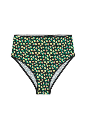 Culotte Taille Haute Coton BIO - Mini Fleurs Jaune