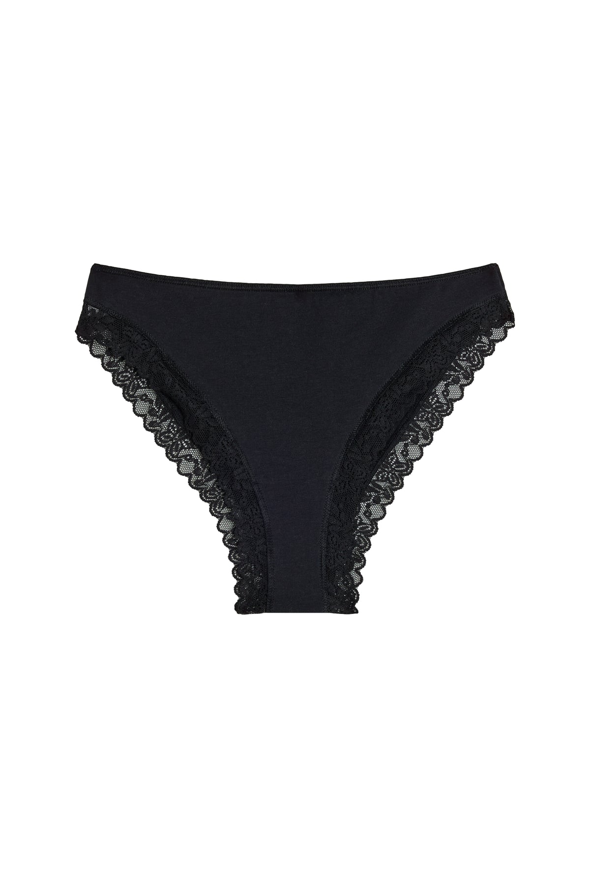 Lace Cotton Briefs - Black