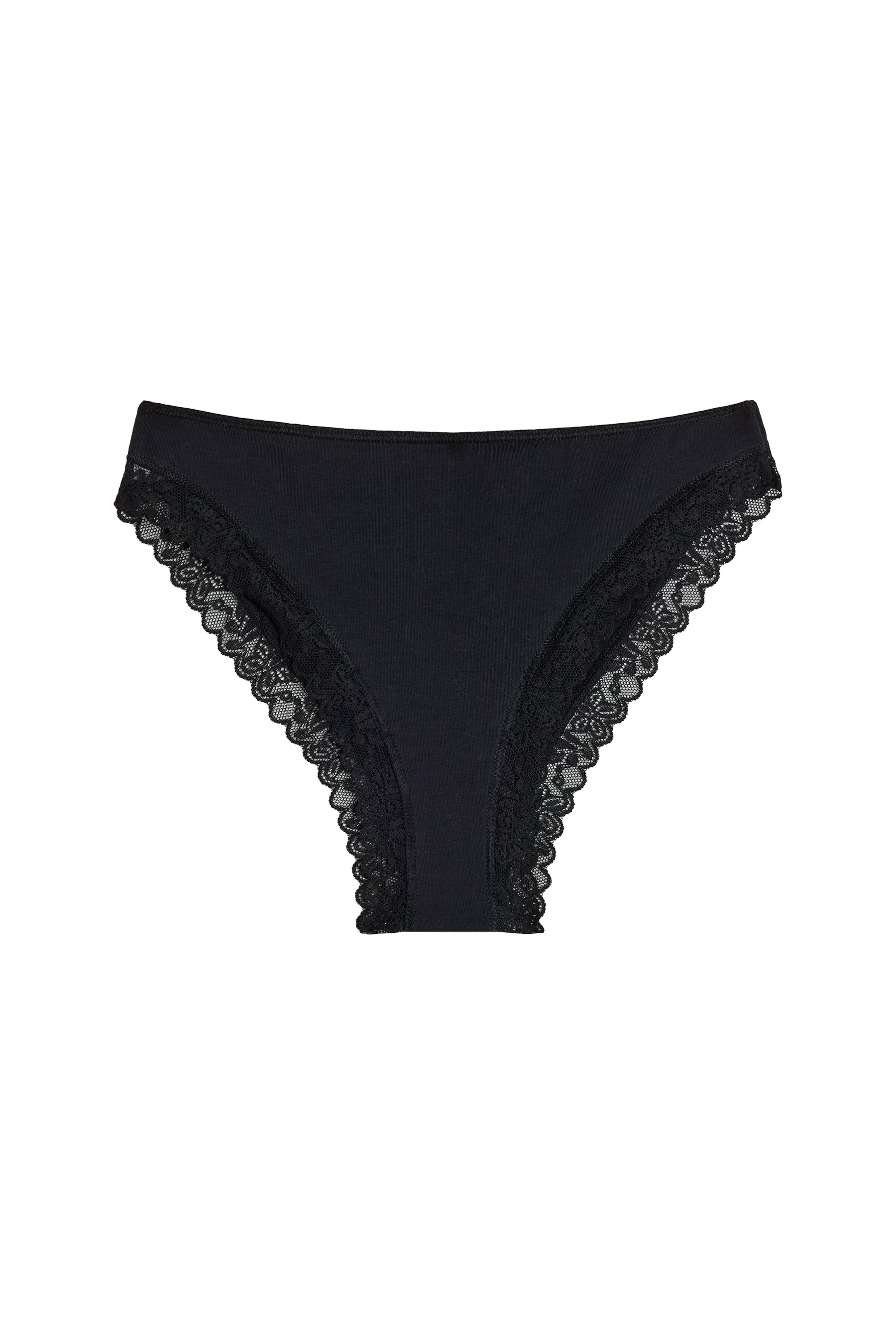 Lace Cotton Briefs - Black