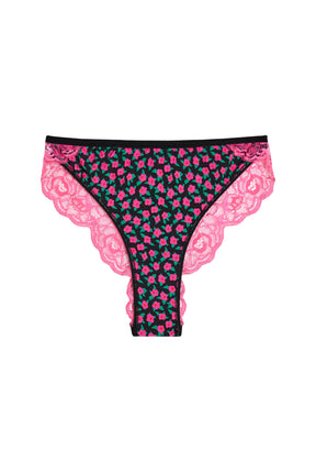 Culotte Bi-matière - Mini Fleurs Fuchsia