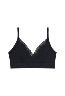 Cotton Lace Bralette - Black
