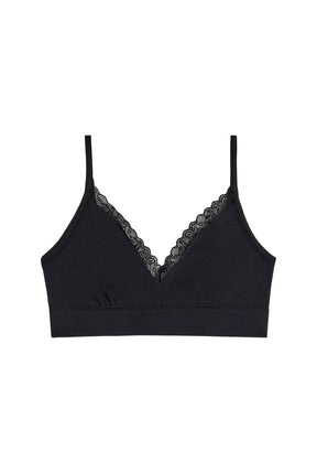 Cotton Lace Bralette - Black