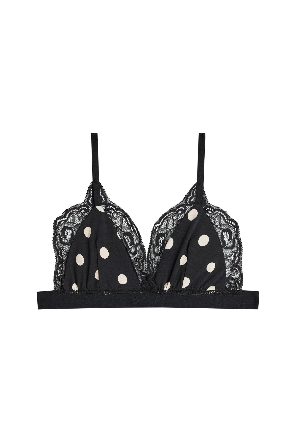 Brassière Bi-matière - Pois Noir