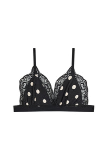 Brassière Bi-matière - Pois Noir