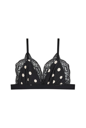 Brassière Bi-matière - Pois Noir