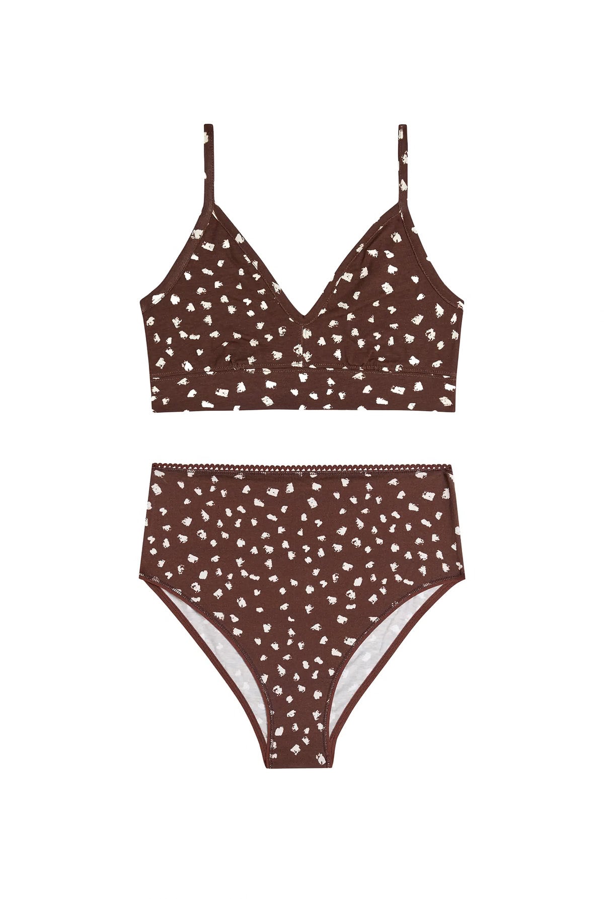 1 BRASSIÈRE + 1 CULOTTE TAILLE HAUTE - Bambi Marron
