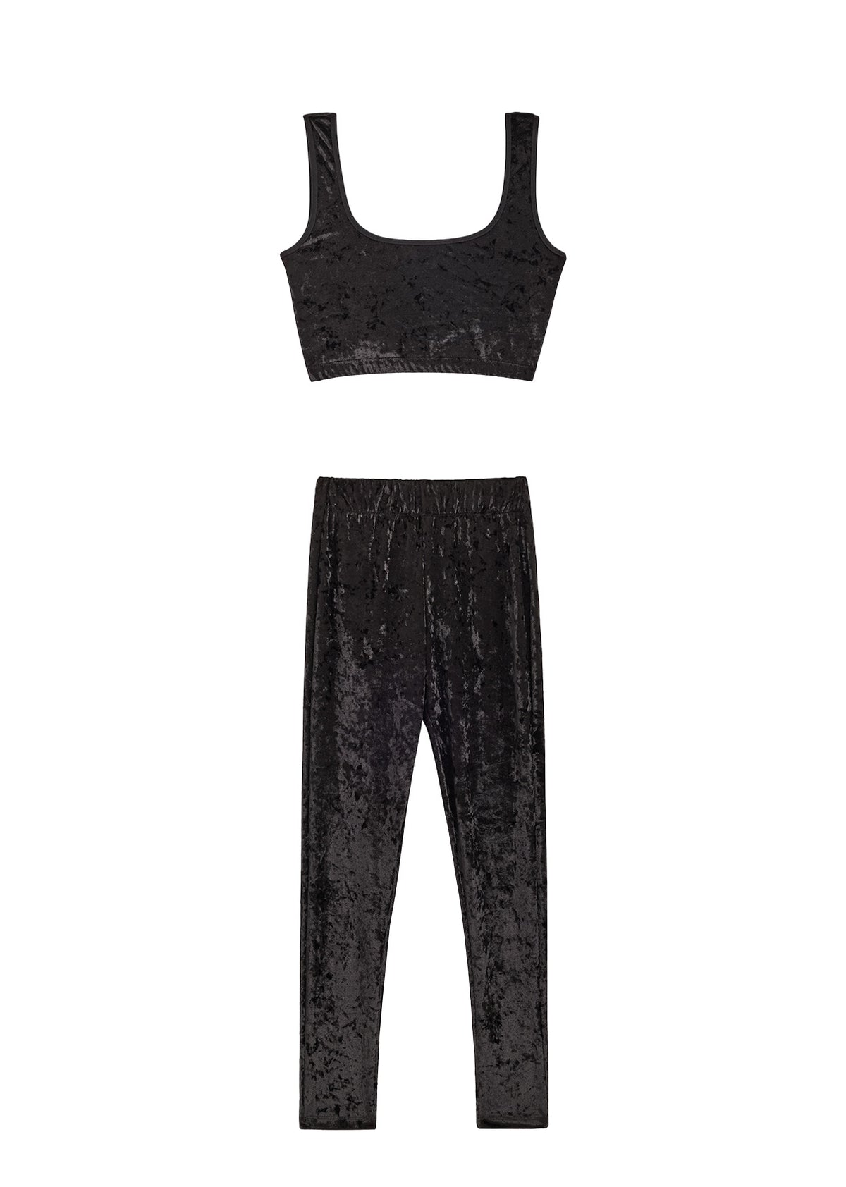 Top & Leggings Velours Marbré - Noir
