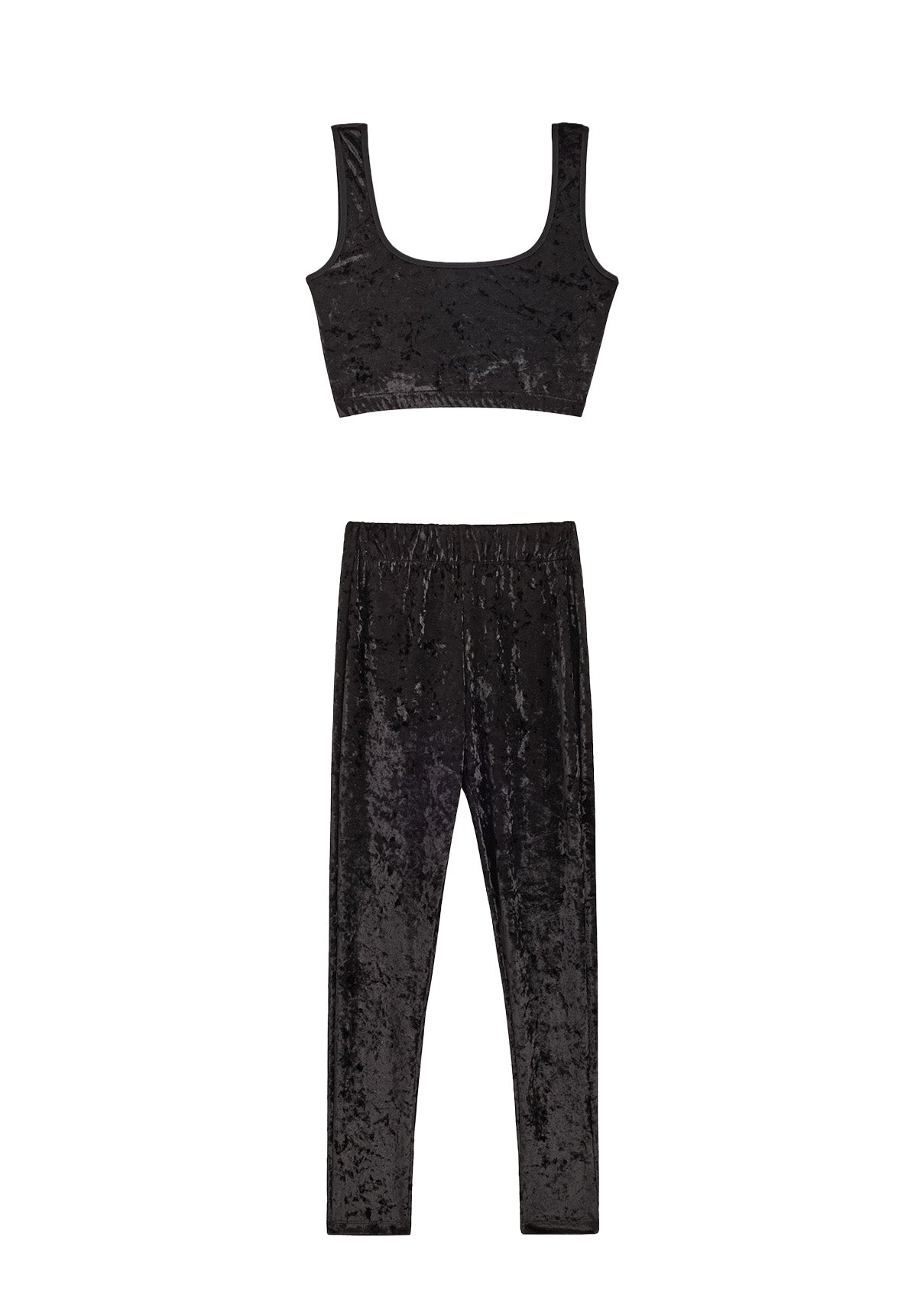 Top & Leggings Velours Marbré - Noir