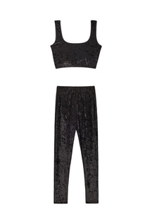 Top & Leggings Velours Marbré - Noir