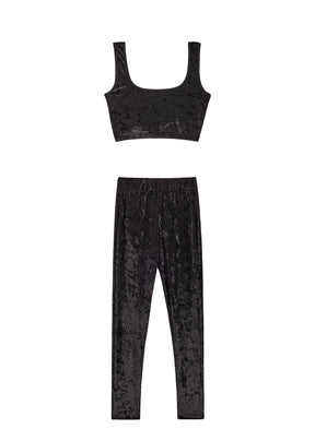 Top & Leggings Velours Marbré - Noir
