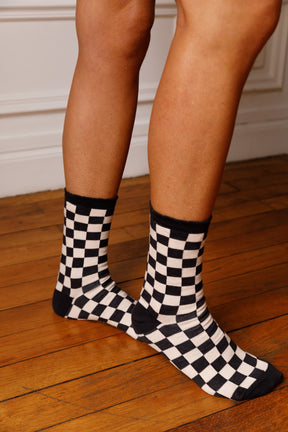 Chaussettes coton BIO - Damier Noir