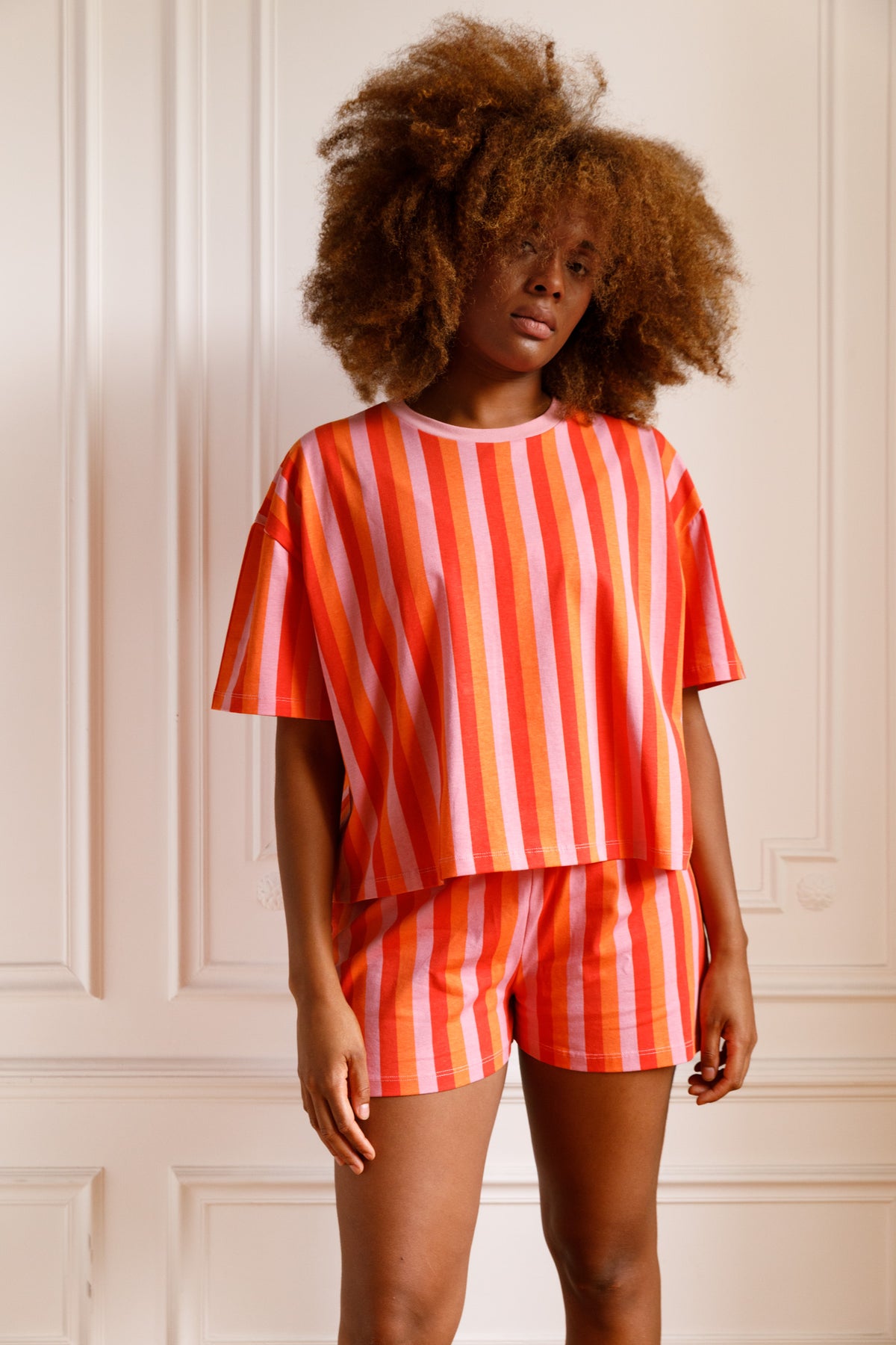 Pyjama coton BIO - Rayures Orange