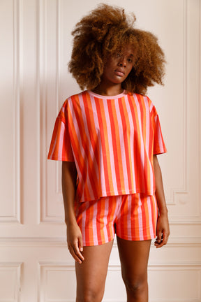 Pyjama coton BIO - Rayures Orange