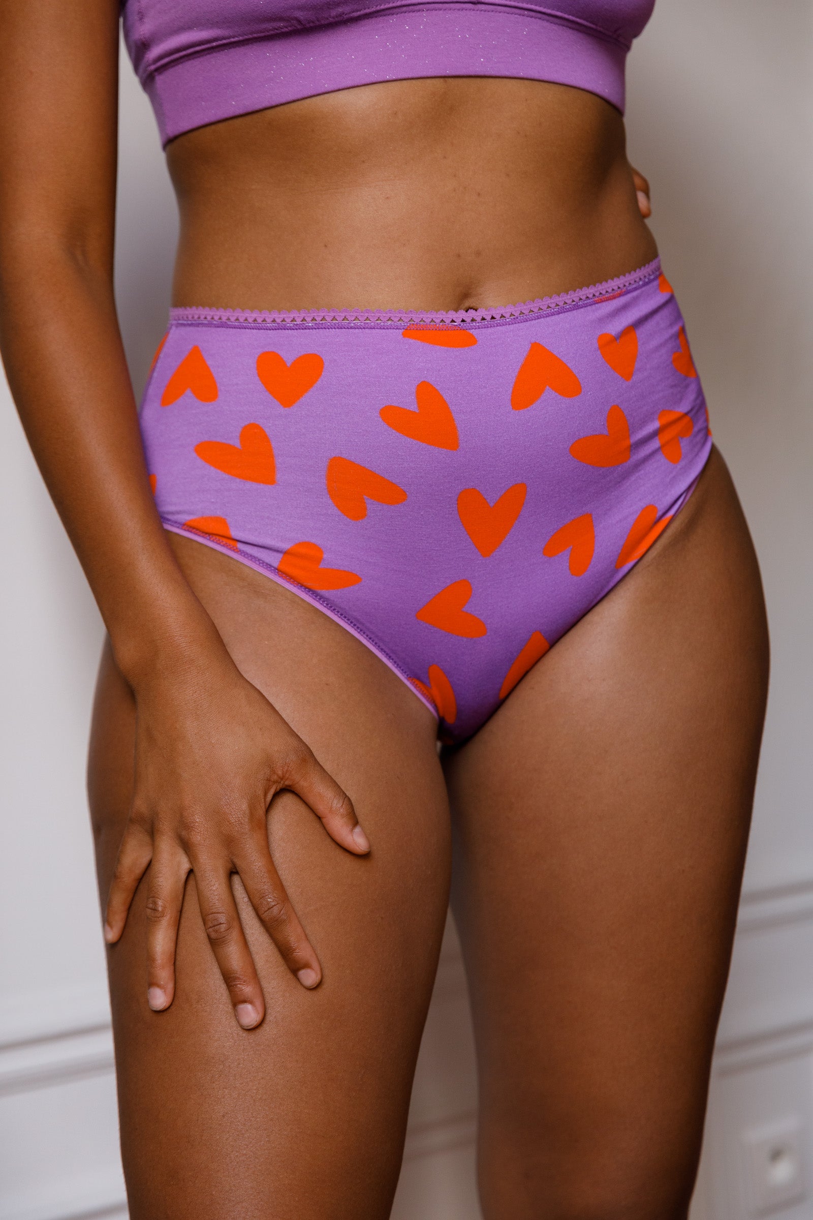 Culotte Taille Haute Coton BIO - Mi amor Violet