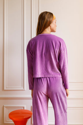 Pantalon Velours Fluide Coton BIO - Violet