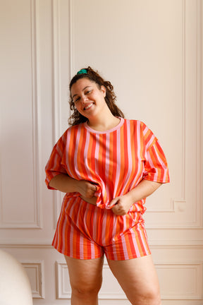 Pyjama coton BIO - Rayures Orange