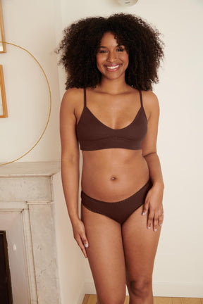 1 BRASSIERE + 1 CULOTTE - Marron Foncé