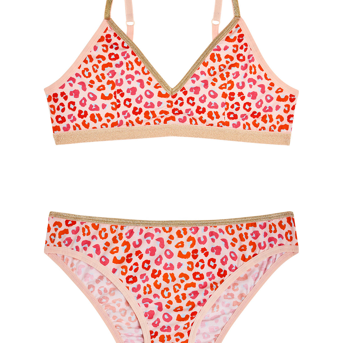 BRASSIERE CULOTTE Léopard Rose Lurex